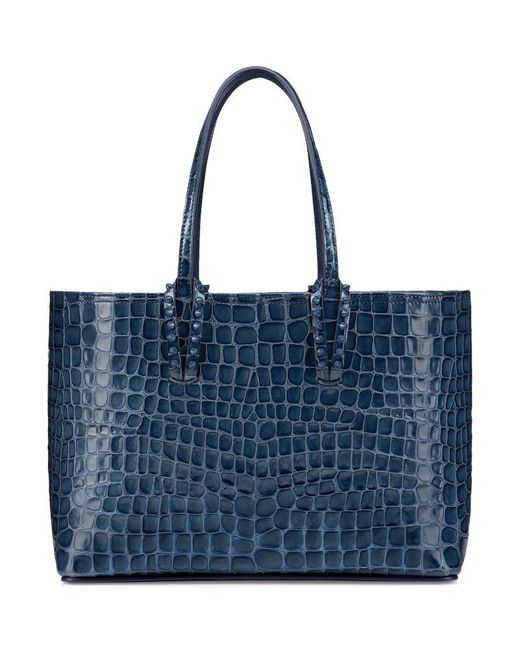 Christian Louboutin Blue Cabata Small Croc-Embossed Leather Tote Bag