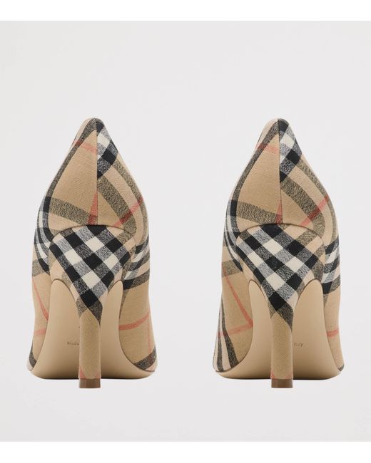 Burberry Metallic Linen Check Dame Pumps 90