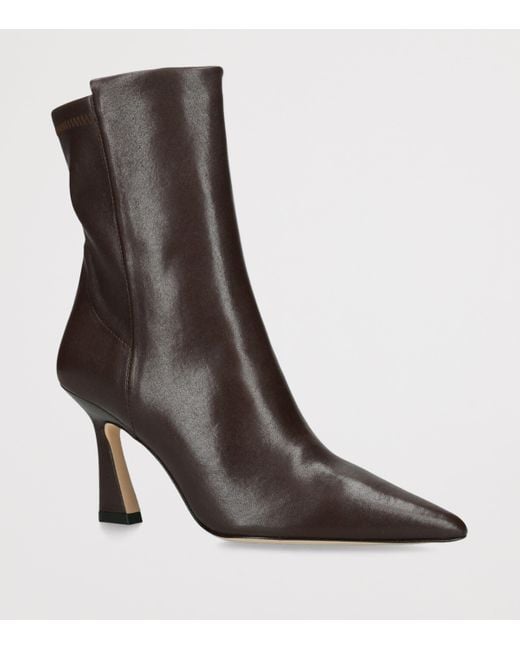 Stuart Weitzman Brown Leather Vinnie Ankle Boots 85