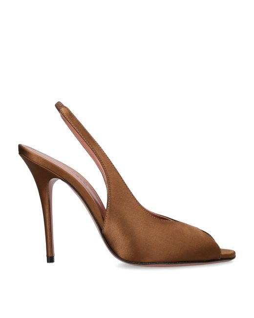 AMINA MUADDI Brown Satin Kristina Slingback Sandals 105