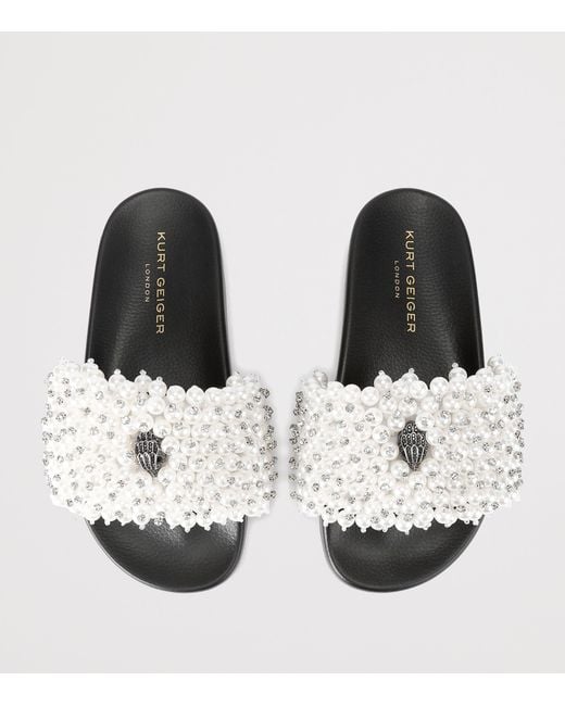 Kurt Geiger White Embellished Meena Eagle Slides