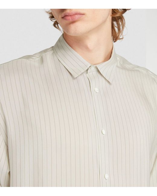 The Row White Silk Striped Albie Shirt for men