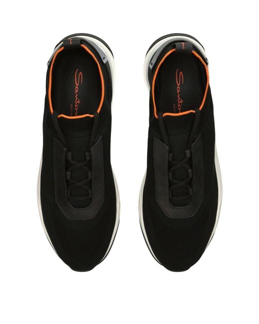 Santoni Stretch Knit Sneakers in Black for Men