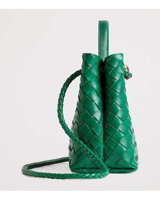 Bottega Veneta Green Small Leather Andiamo Top-Handle Bag