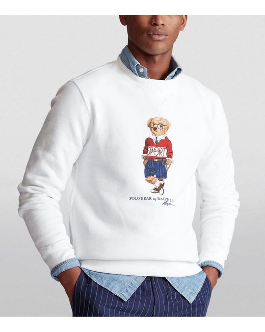 Polo Ralph Lauren Cotton Polo Sport Bear Sweatshirt in White for Men | Lyst