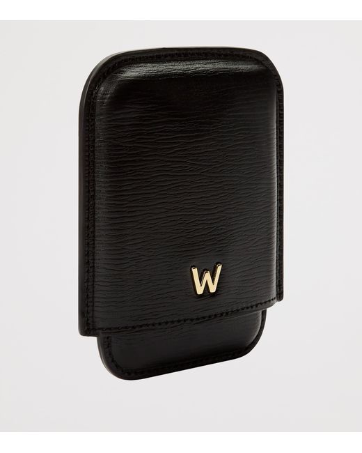 Wolf Black Leather W Moulded Card Holder