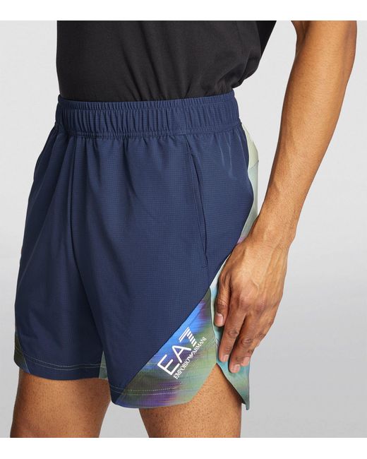 EA7 Blue Ombré-back Running Shorts for men