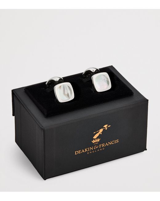 Deakin & Francis White Sterling And Mother-Of-Pearl Cushion Cufflinks for men