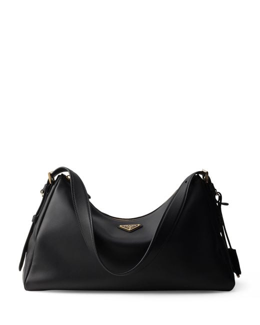Prada Black Large Calf Leather Aimée Shoulder Bag