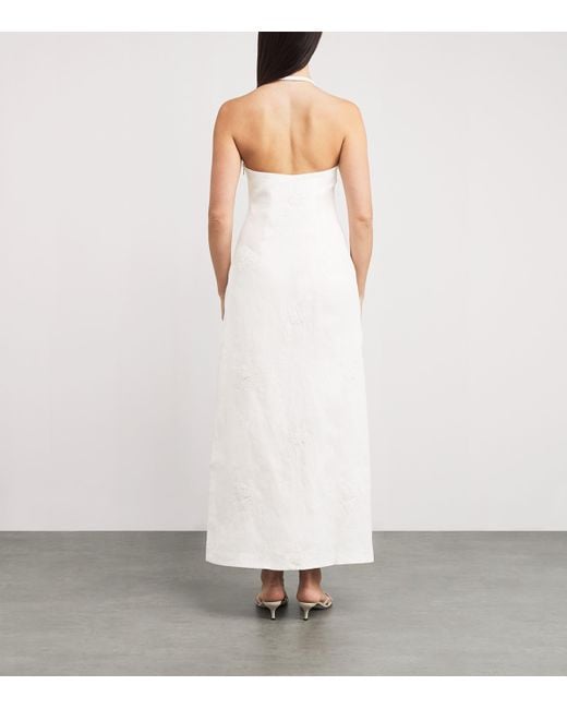 Women's White Linen Alessandra Midi Dress