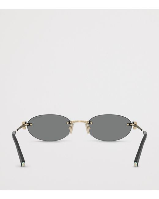 Tiffany & Co Metallic Metal Tf3119D Oval Sunglasses