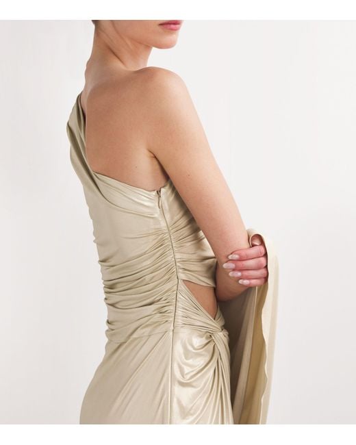 LAPOINTE Natural Ruched One-shoulder Gown