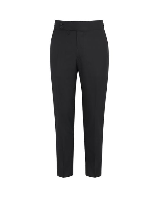 Isaia Black Wool Casalnuovo Slim Trousers for men