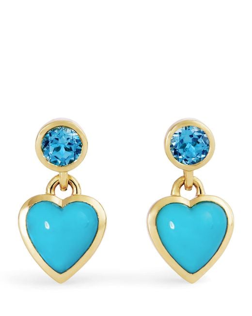 Emily P. Wheeler Blue And Topaz Heart Earrings