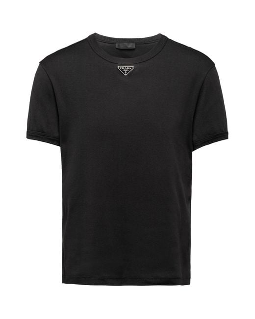 Prada Black Triangle Plaque T-Shirt for men