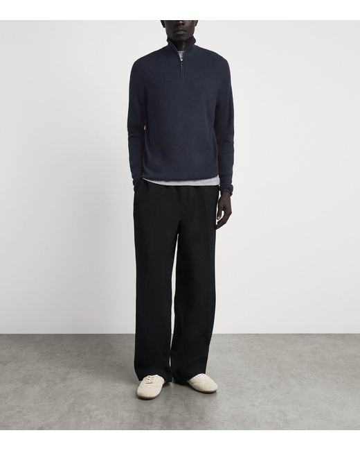 Sease Blue Virgin Wool Quarter-Zip Sweater for men