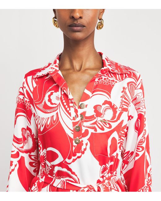 Melissa Odabash Red Belted Layla Midi Shirt Dress