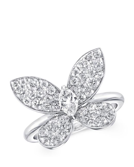 Graff Mini White Gold And Diamond Butterfly Ring