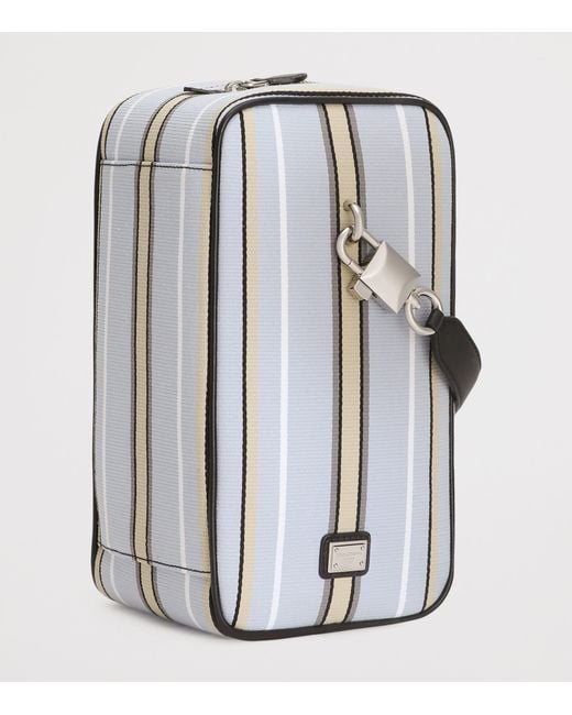 Dolce & Gabbana Blue Striped Lock Top-Handle Bag for men
