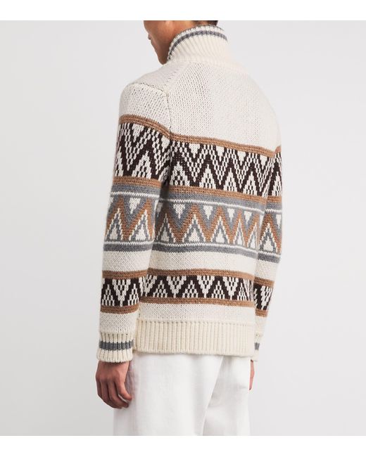 Isaia White Cashmere Cardigan for men