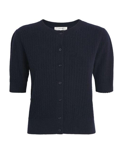 FRAME Blue The Ladder Pointelle Cardigan
