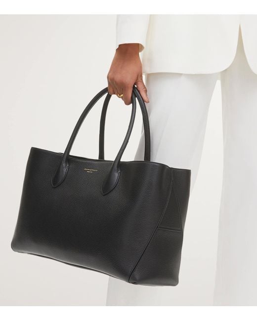 Aspinal Black Leather London Tote Bag