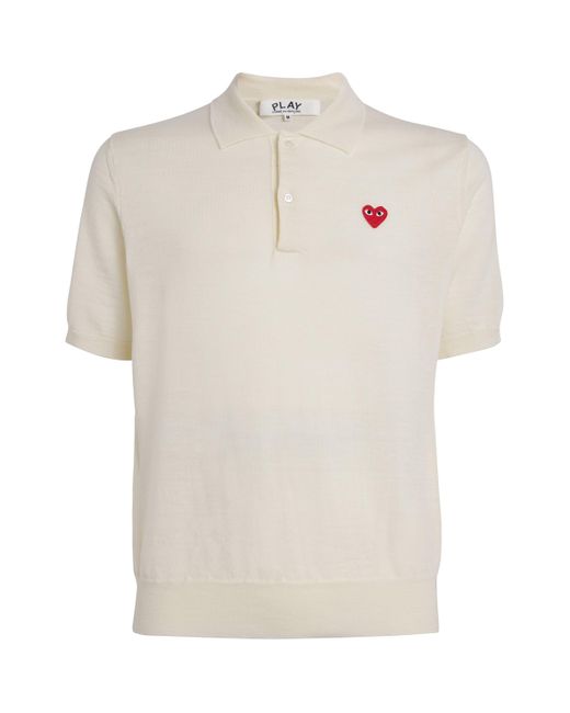 COMME DES GARÇONS PLAY White Wool Heart Logo Polo Shirt for men