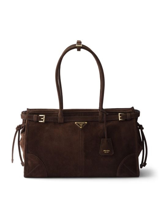 Prada Black Large Suede Bonnie Shoulder Bag