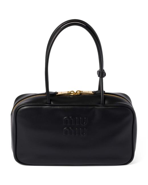 Miu Miu Black Leather Beau Top-Handle Bag
