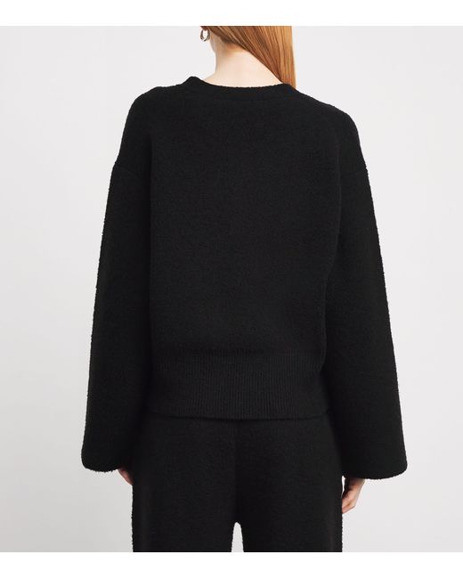 Aeron Black Wool-Blend Wrap Sweater