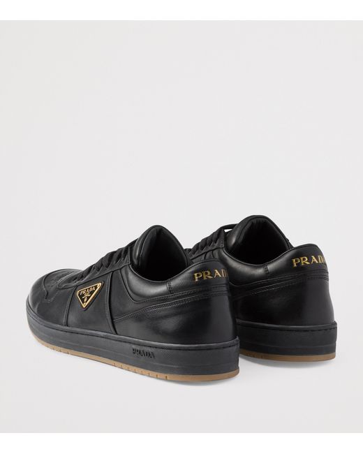 Prada Black Leather Downtown Sneakers for men