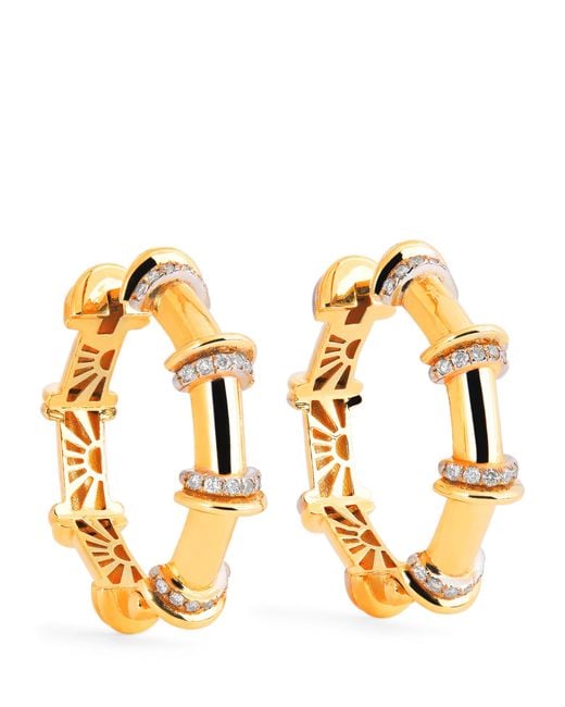 L'Atelier Nawbar White And Diamond Warrior N*93 Hoop Earrings