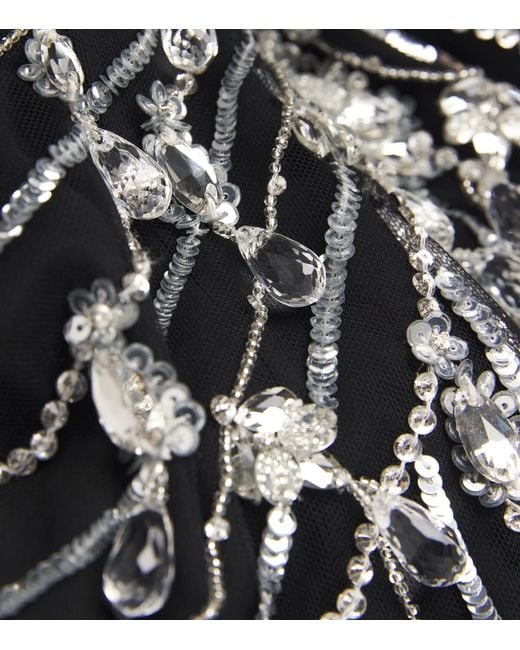 Pamella Roland White Crystal-Embellished Gown