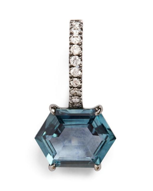 Eva Fehren Blue Blackened, Diamond And Sapphire Charm