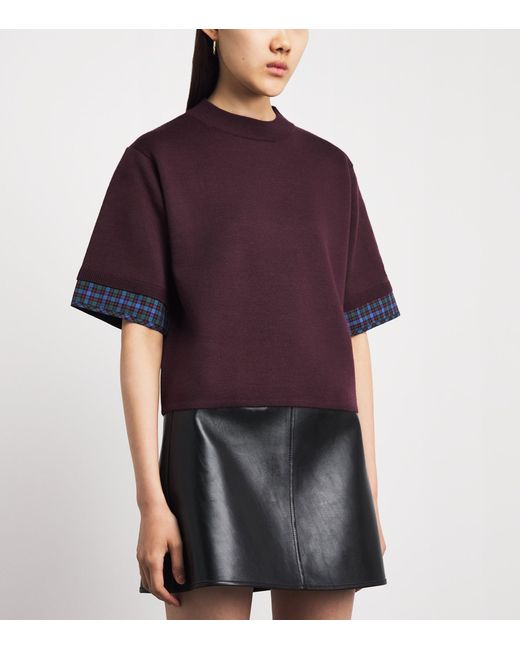 Claudie Pierlot Purple Knitted Funnel-Neck Sweater Top