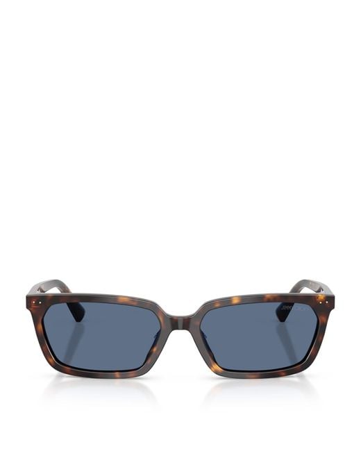 Jimmy Choo Blue Tortoiseshell Rectangular Sunglasses