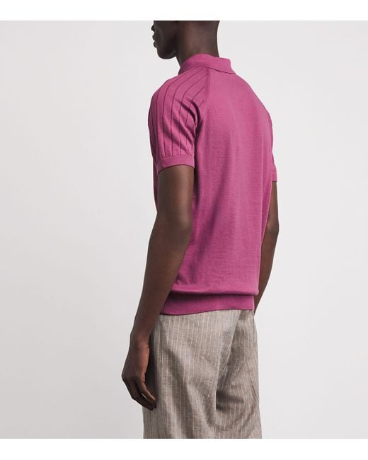 Pal Zileri Pink Cotton Zip-Up Polo Shirt for men