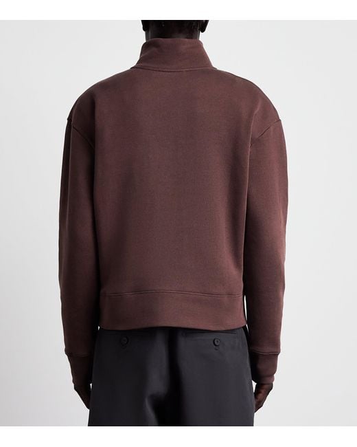 Studio Nicholson Brown Cotton Half-Zip Sweatshirt for men