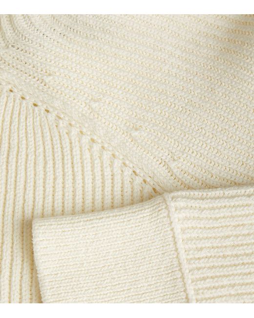 Totême  White Cotton-blend Funnel-neck Sweater
