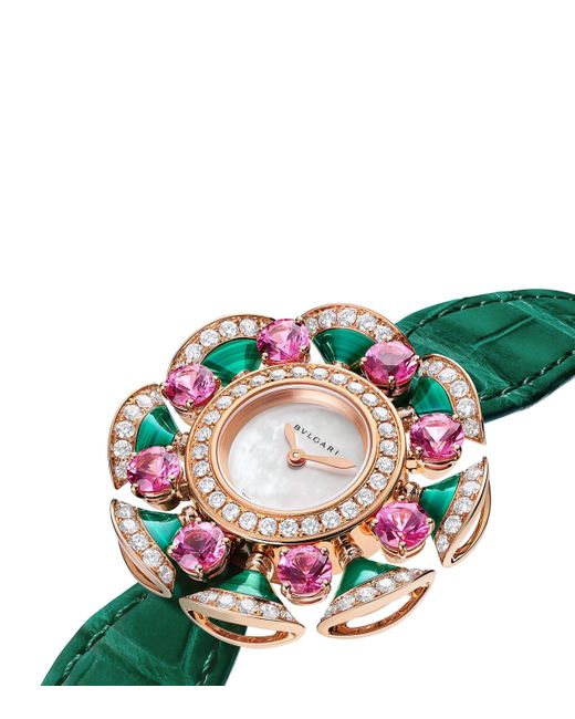 BVLGARI Green Rose, Diamond, Tourmaline And Malachite Divas' Dream Cocktail Watch