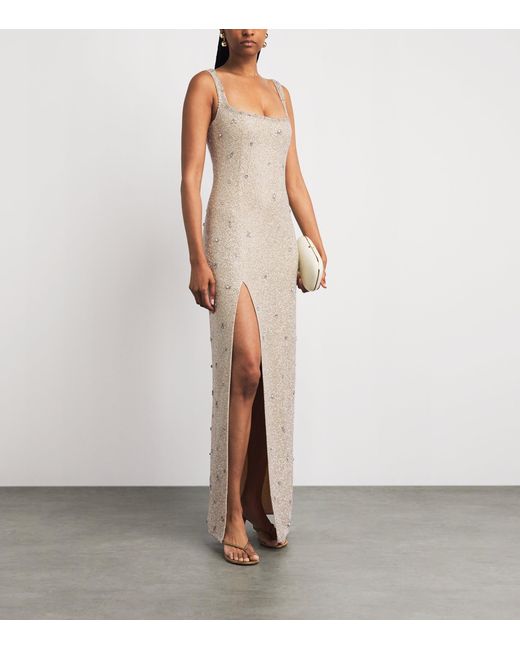 Clio Peppiatt White Embellished Pamela Midi Dress