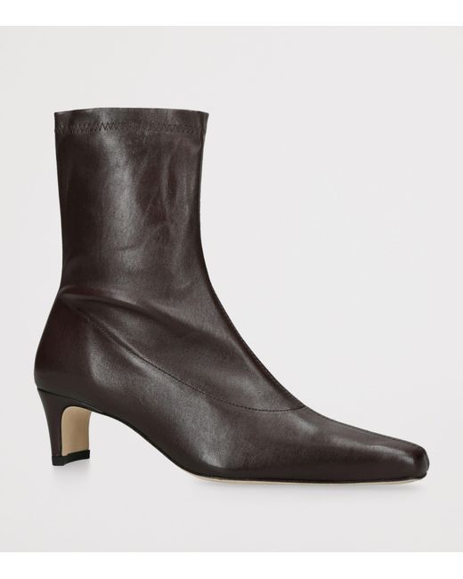 Staud Brown Leather Wally Sock Ankle Boots 55