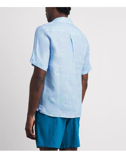 Vilebrequin Blue Linen Bubble Turtle Print Charli Shirt for men