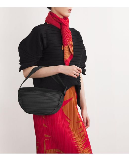 Pleats Please Issey Miyake Small Pleated Half Moon Shoulder Bag in 