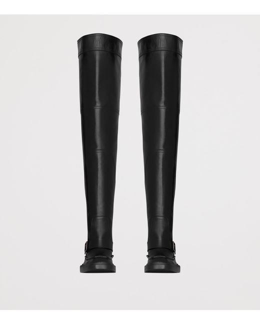 Saint Laurent Black Leather Joe Over-The-Knee Boots 25 for men