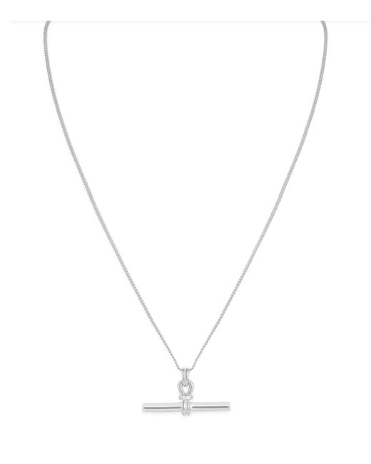 Astrid & Miyu Metallic Rhodium-Plated T-Bar Pendant Necklace