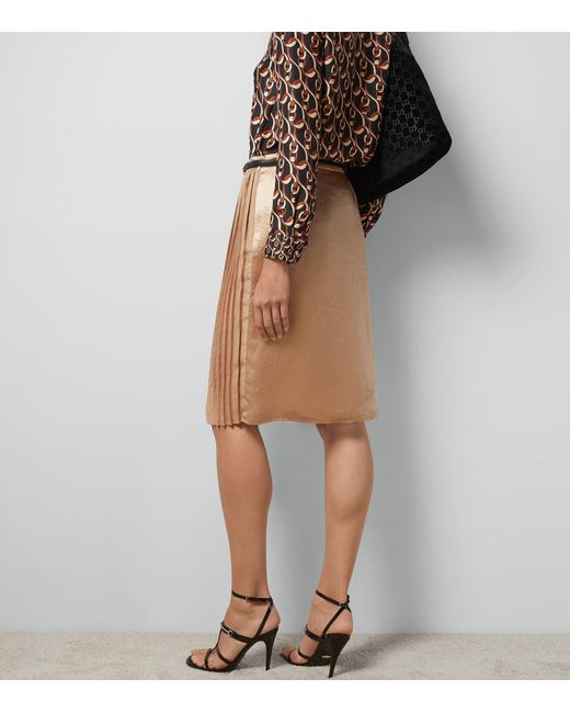 Gucci Natural Satin Pleated Wrap Skirt