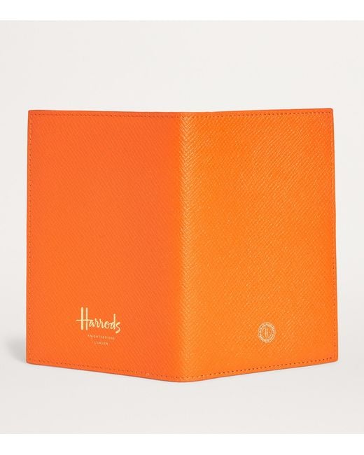 Harrods Orange Leather Passport Holder for men