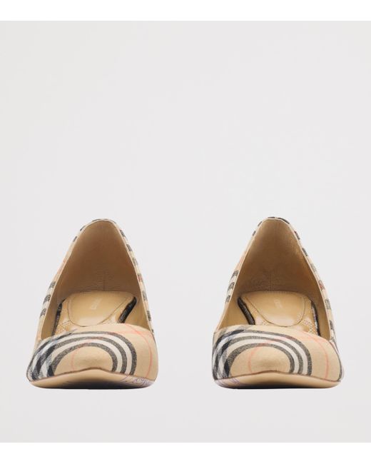 Burberry Metallic Linen Check Dame Pumps 55