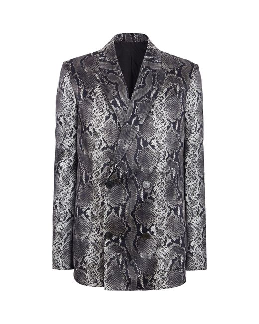 Balmain Gray Silk Snakeskin-effect Jacket for men